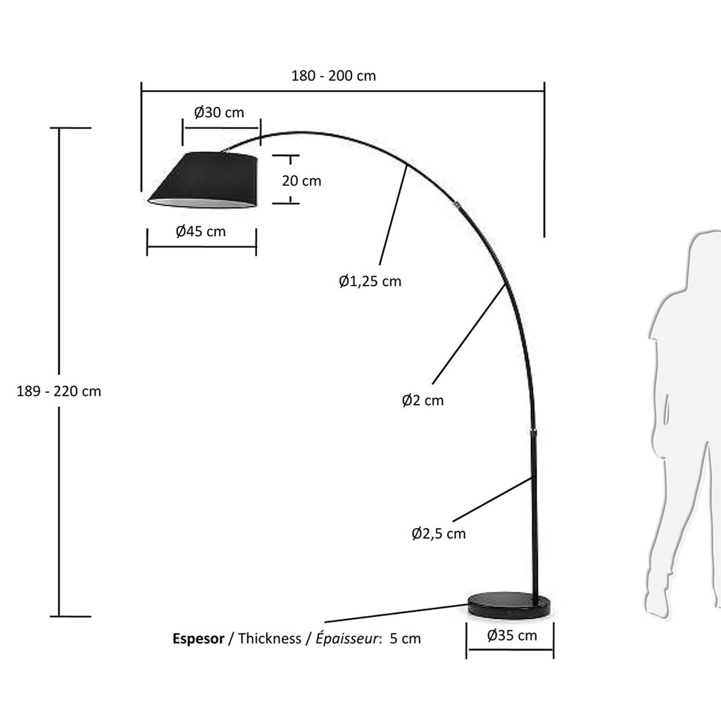 May podna lampa od čelika sa bazom od crnog mermera