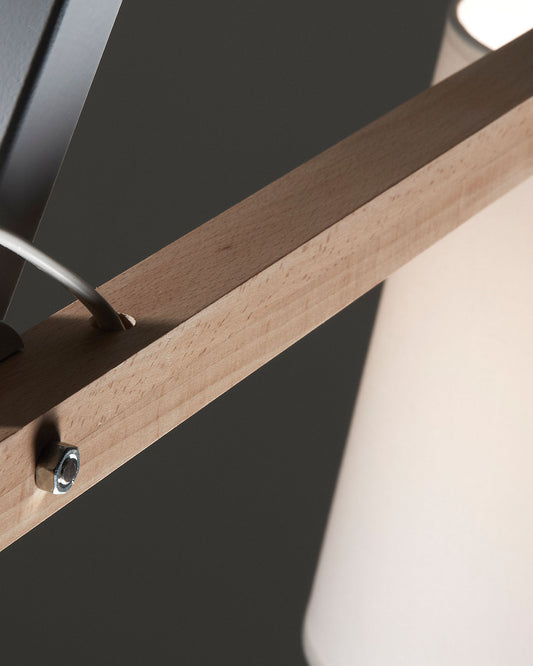 Kosta podna lampa od bukovog drveta i čelika sa belom završnom obradom