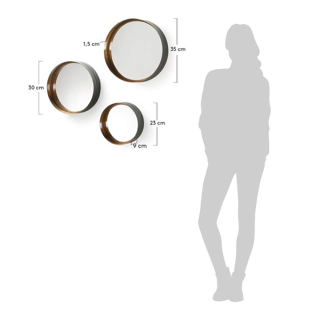 Wilton set od 3 ogledala od čelika, Ø 35 cm / Ø 30 cm / Ø 23 cm