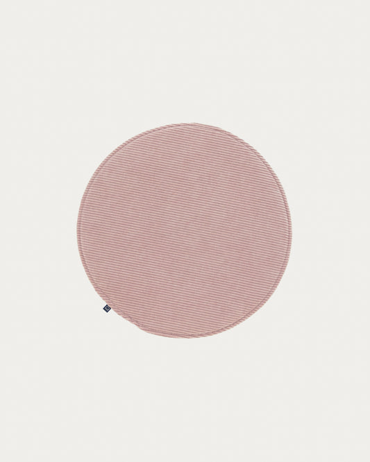 Sora okrugli jastučić za stolicu od somota u roze, 35 cm