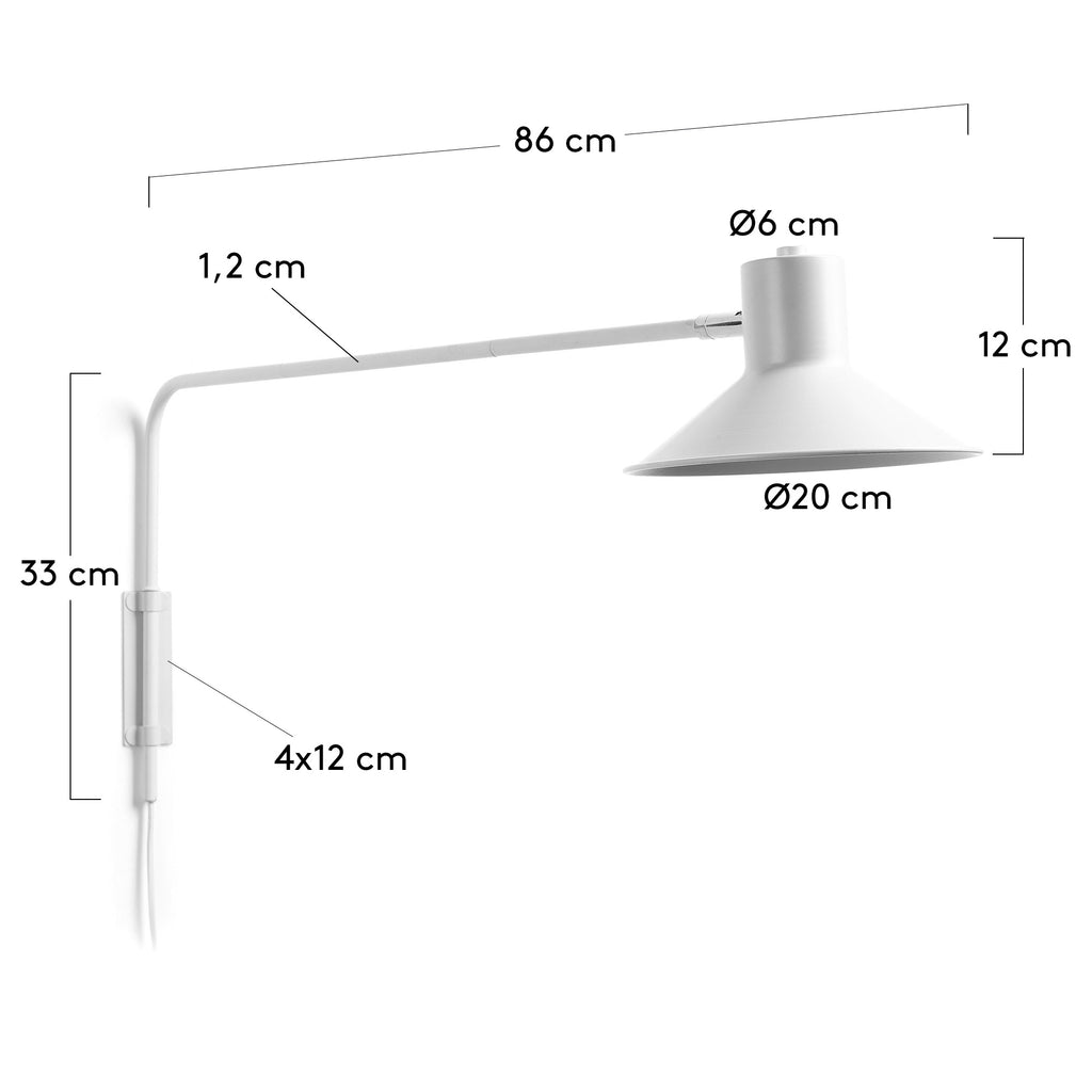 Aria čelična zidna lampa sa belom završnom obradom