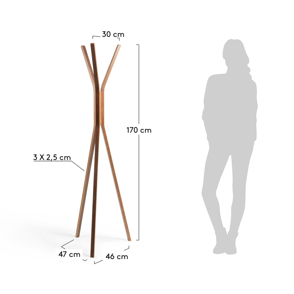 Chelsey stalak za mantile od punog gumenog drveta, 170 cm