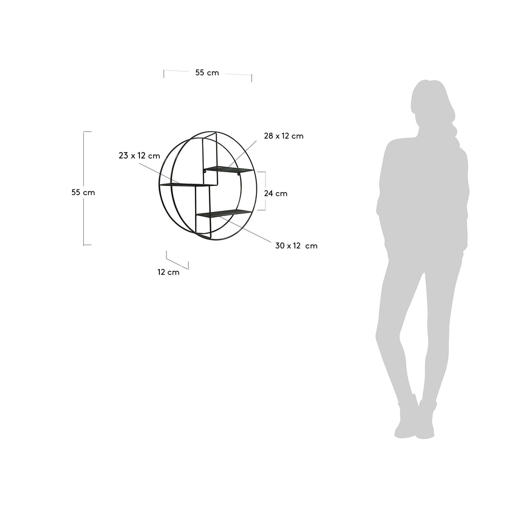 Preko zidne police od čelika sa crnom završnom obradom Ø 55 cm