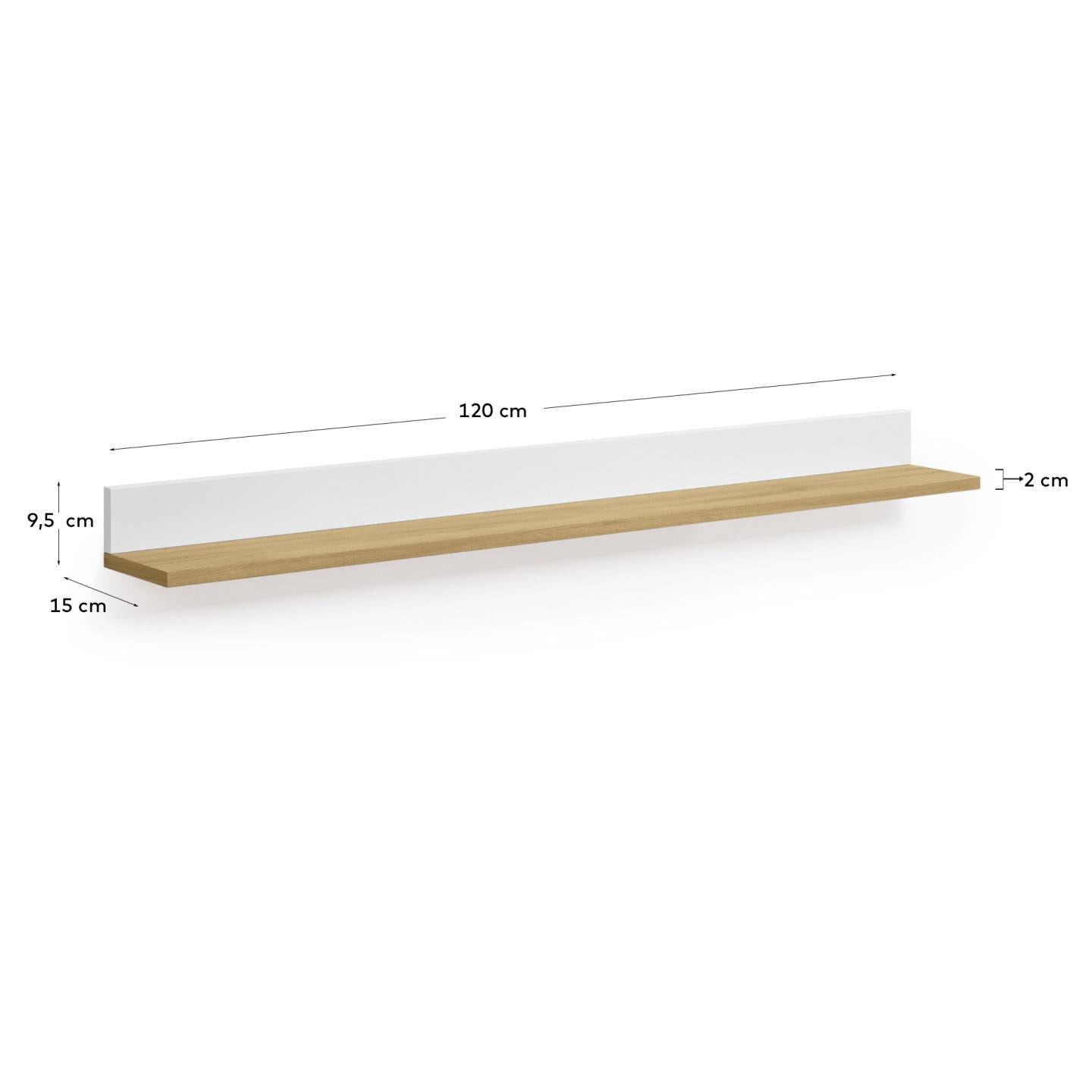 Abilen shelf in oak veneer and white lacquer 120 x 15 cm FSC 100%