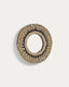 Akila round mirror made from green natural fibres and black cotton cord, 40 cm