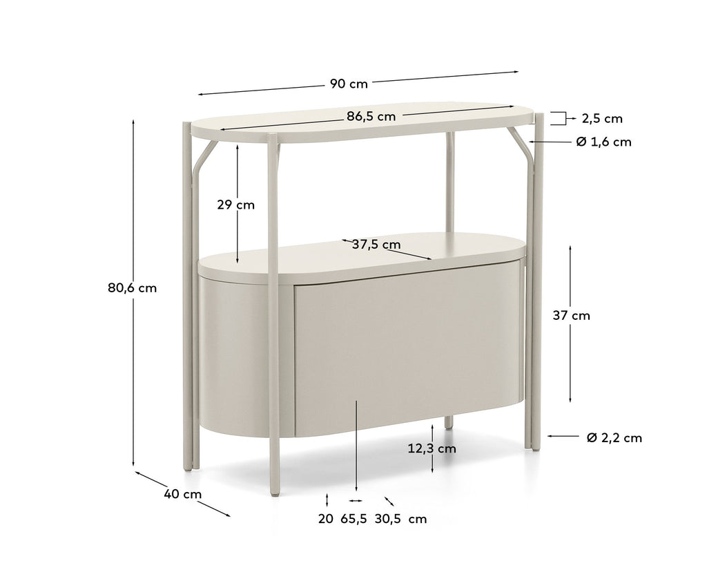Arely bathroom cabinet with steel structure and MDF in white color 90 x 40 cm