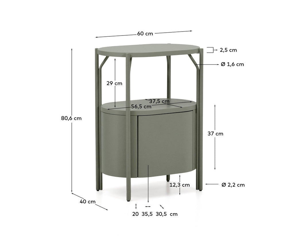 Arely bathroom cabinet with steel structure and MDF in green color 60 x 40 cm