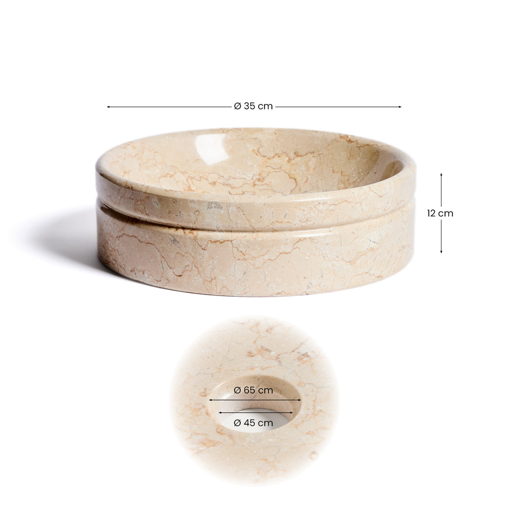 Dalven nadgradni lavabo od bež mermera Ø 40 cm
