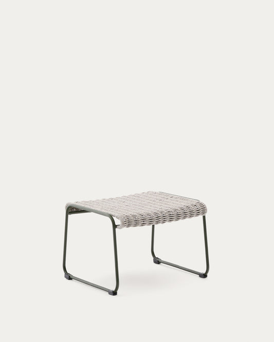 Maurina oslonac za noge od zelenog pocinkovanog čelika i ekru i sivog užeta 58 x 52,5 cm