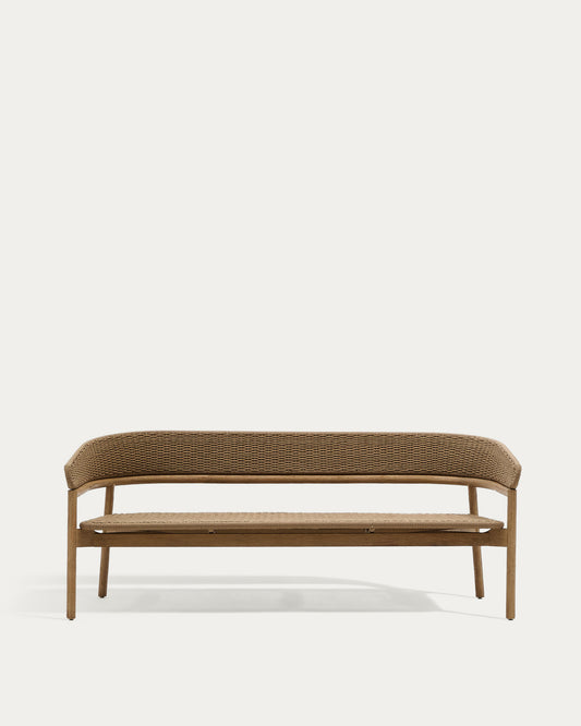 Arinella 3-seater sofa in FSC 100% solid acacia wood with natural finish and beige rope cord 167 cm