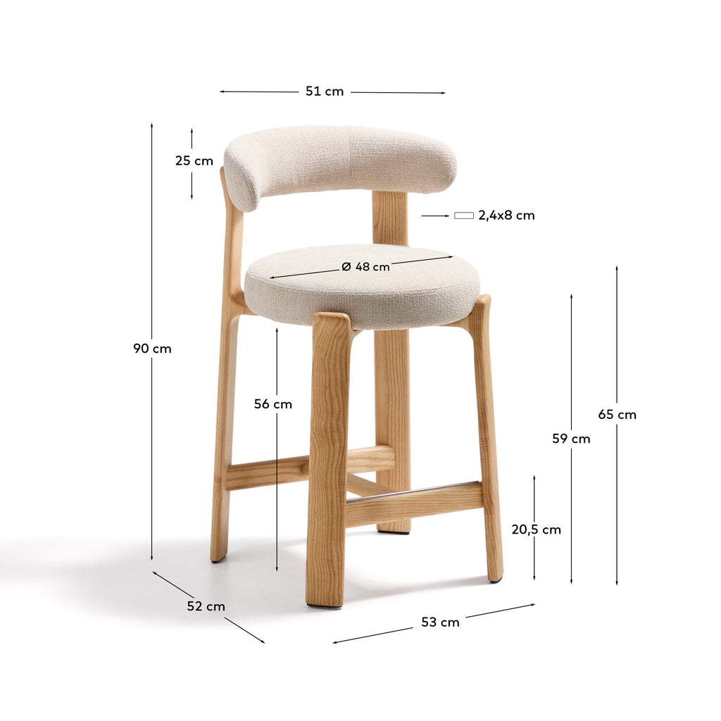 Granite stolica od bež ženila i punog drveta jasena sa završnom obradom prirodnog tona FSC 100% 65cm