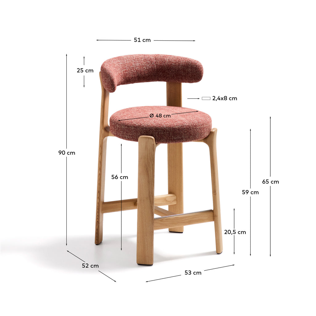 Granite stolica od terakote šenila i punog drveta jasena sa završnom obradom prirodnog tona FSC 100% 65cm