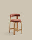 Granite stool in terracotta chenille and solid ash wood with natural tone finish FSC 100% 65cm