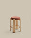 Granite fire-retardant stool in terracotta chenille and solid ash wood with natural finish FSC 100% 65 cm