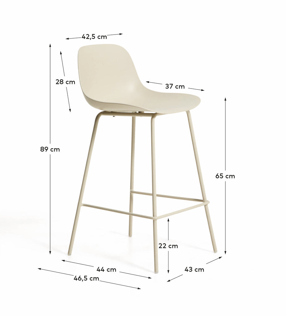 Tabure Altea bež, nogari od čelika sa bež završnom obradom, visina 65 cm