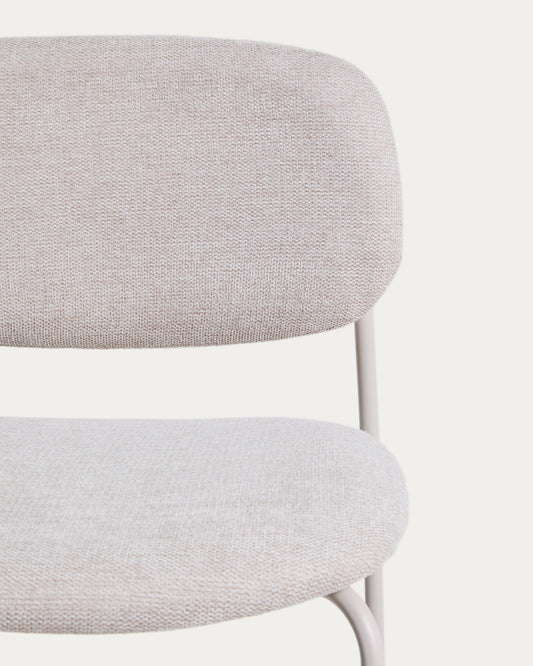 Meli stackable stool in beige chenille with beige metal legs FSC Mix Credit 65cm