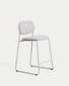 Meli stackable stool in beige chenille with beige metal legs FSC Mix Credit 65cm