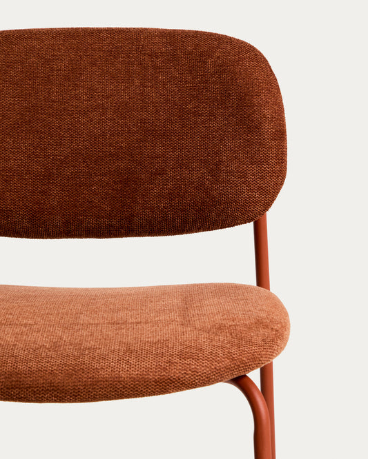 Tabure Meli od bukle tkanine terakota boje, nogari od metala terakota boje, visina 65 cm, FSC Mix Credit, na slaganje