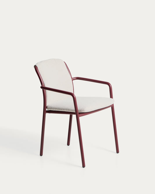 Linosa baštenska stolica za slaganje od bordo aluminijuma sa bež jastukom