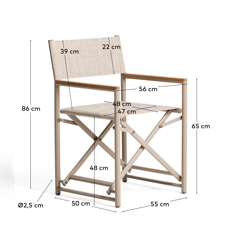 Folding chair Tisno for outdoor use in aluminum, topo and texteline topo