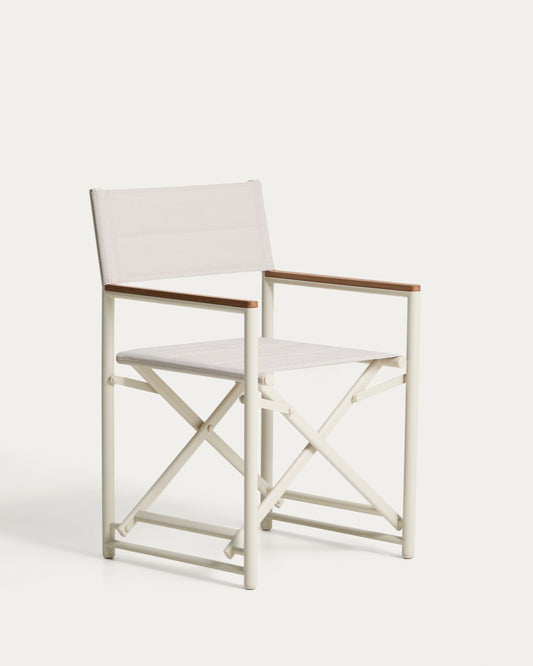 Tisno outdoor folding chair in ecru aluminium and ecru texteline
