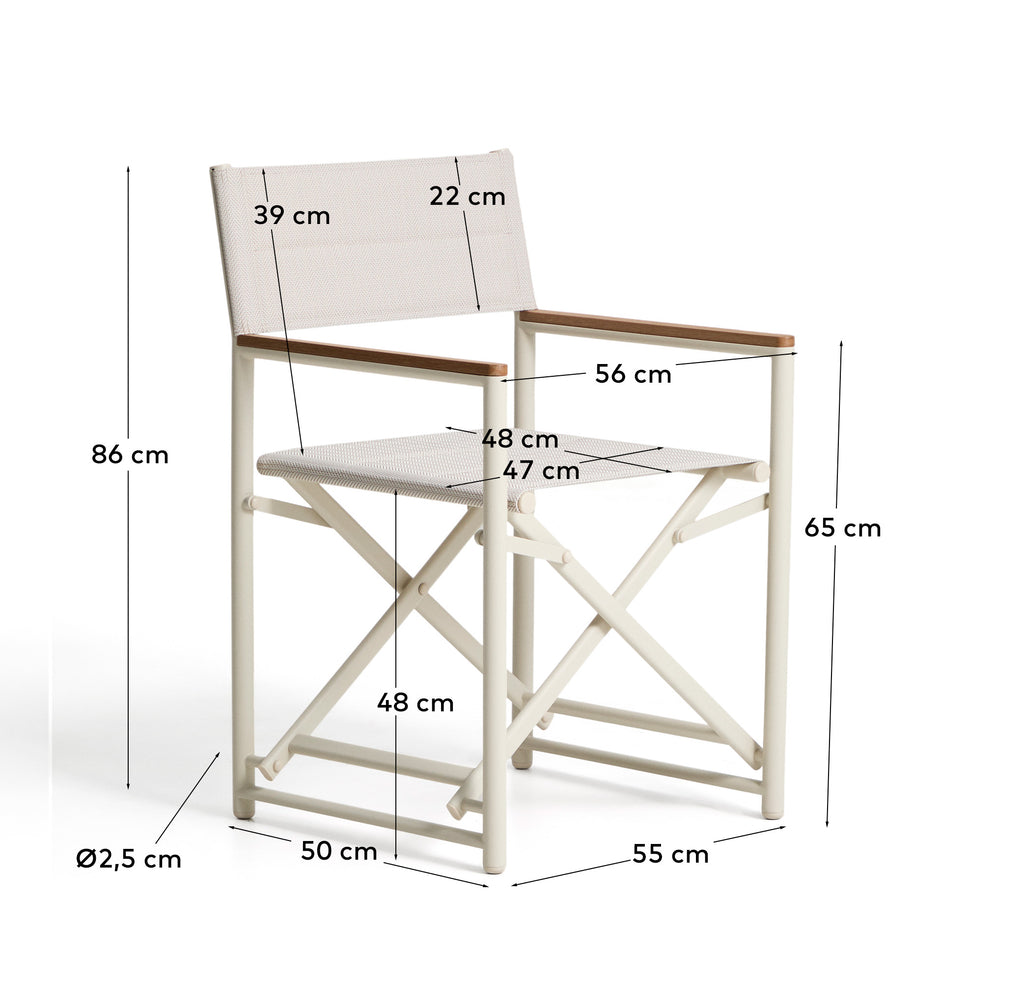 Folding chair Tisno for outdoor use made of aluminum in natural color and natural texteline