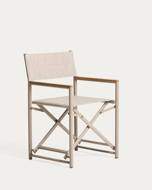 Tisno outdoor folding chair in taupe aluminium and taupe texteline