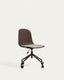 Debari desk chair with chenille cushion and brown-finish steel legs 
