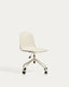Debari desk chair with chenille cushion and beige-finish steel legs 