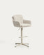 Lexa beige chenille swivel stool with beige-finish steel legs
