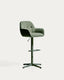 Dorina green chenille swivel stool with green-finish steel legs