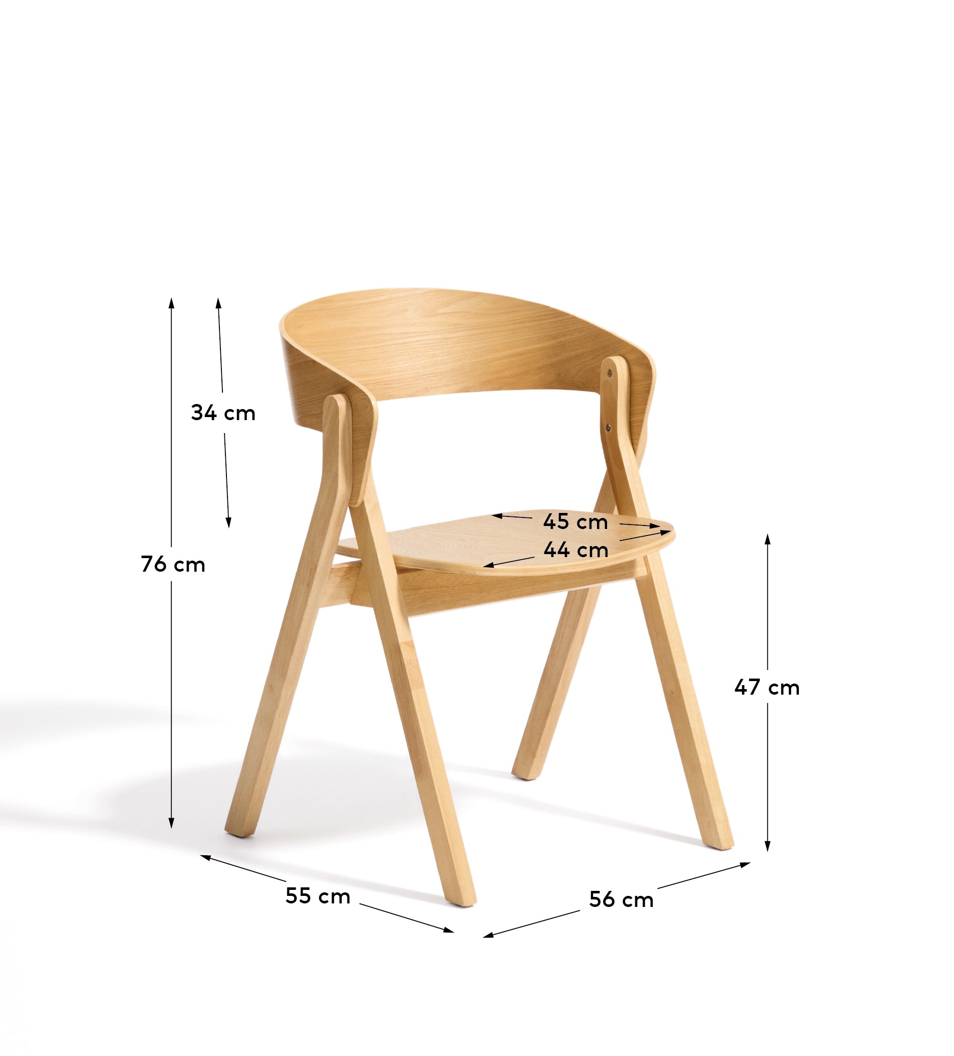 Godia chair in oak veneer with natural finish