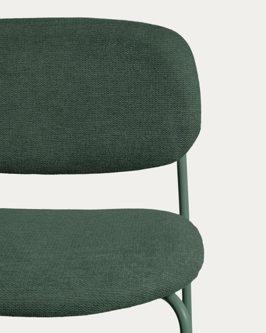 Tabure Meli od bukle tkanine zelene boje, nogari od metala zelene boje, visina 65 cm, FSC Mix Credit, na slaganje