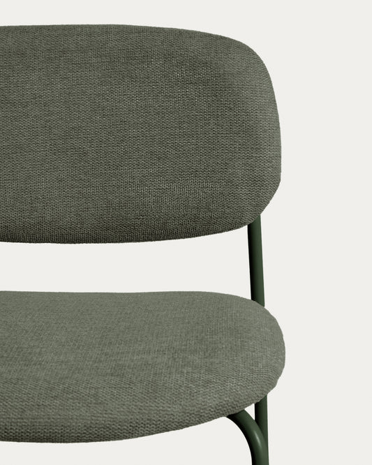 Meli stackable stool in green chenille with green metal legs FSC Mix Credit 65cm