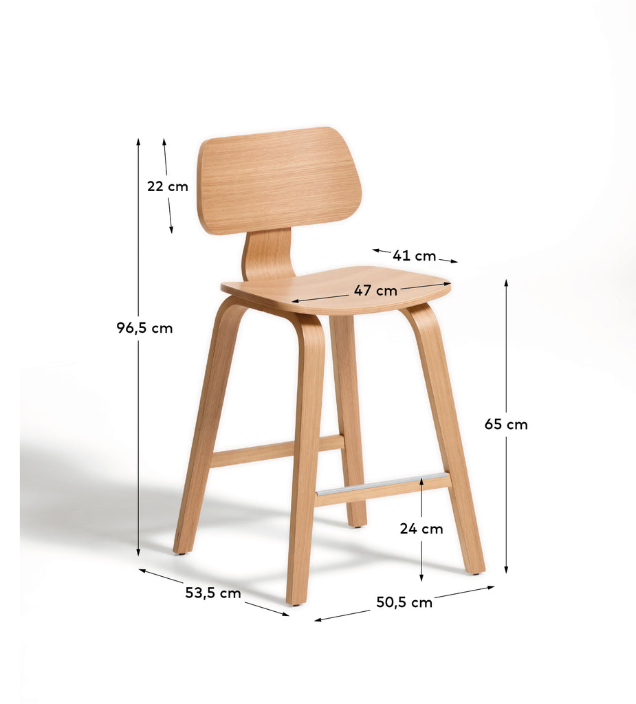 Gena tabure od hrastovog furnira i drveta 65cm