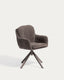 Lexa swivel chair in brown chenille and steel legs with a brown finish