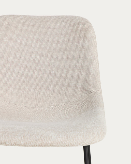 Zahara beige chenille chair with steel legs with black finish FSC 100%