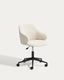 Einara beige chenille desk chair with black steel legs