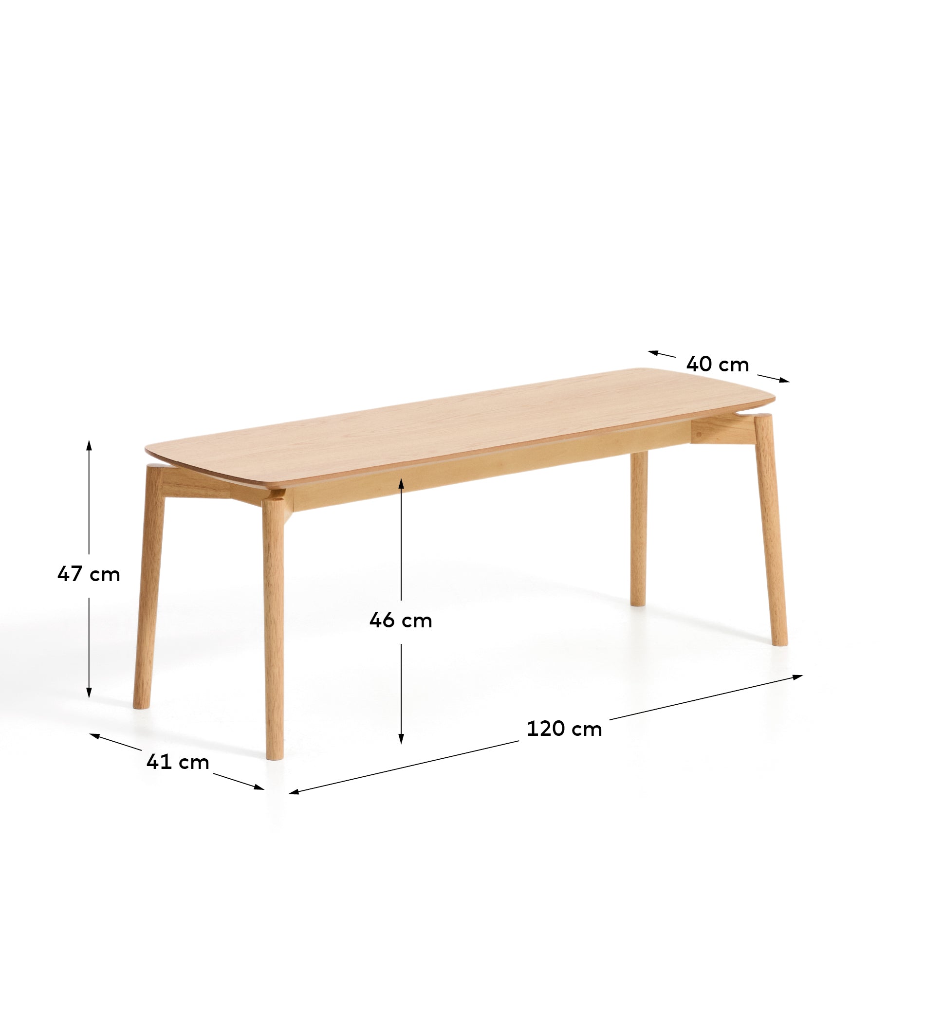 Klupa Evera od furnira hrasta sa završnom obradom u prirodnom tonu 122 cm