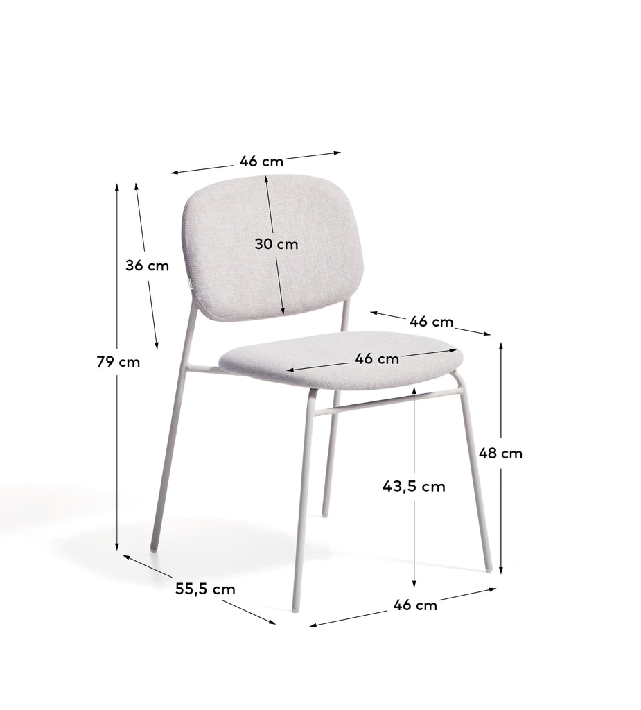 Stolica Meli koja se može slagati (stackable) od šenila u bež boji i metalne nogare u bež boji FSC Mix Credit
