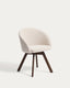 Marvin beige chenille swivel chair with solid beech wood legs in a natural finish FSC 100%