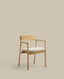 Alocs chair removable cover in beige chenille solid oak wood natural finish FSC Mix Credit