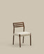 Cudia chair removable cover in beige chenille solid oak wood walnut finish FSC Mix Credit