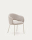 Maina chair in thick beige chenille and steel legs in a beige finish, FSC Mix Credit