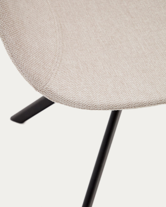 tissiana self-centering swivel chair in beige chenille and matte black aluminum
