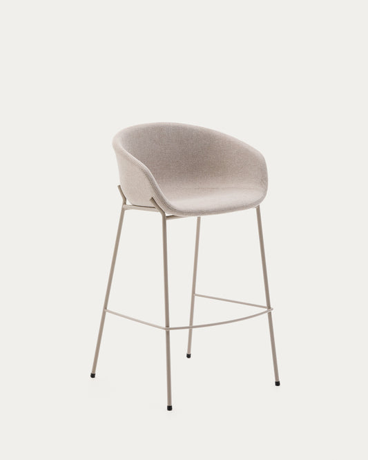 Yvette stolica od bež ženila i čeličnih nogu u bež završnoj obradi, visine 75 cm