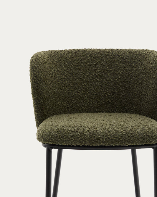 Ciselia stolica od zelenog buklea i crnog čelika, visina 65 cm, FSC Mik Credit