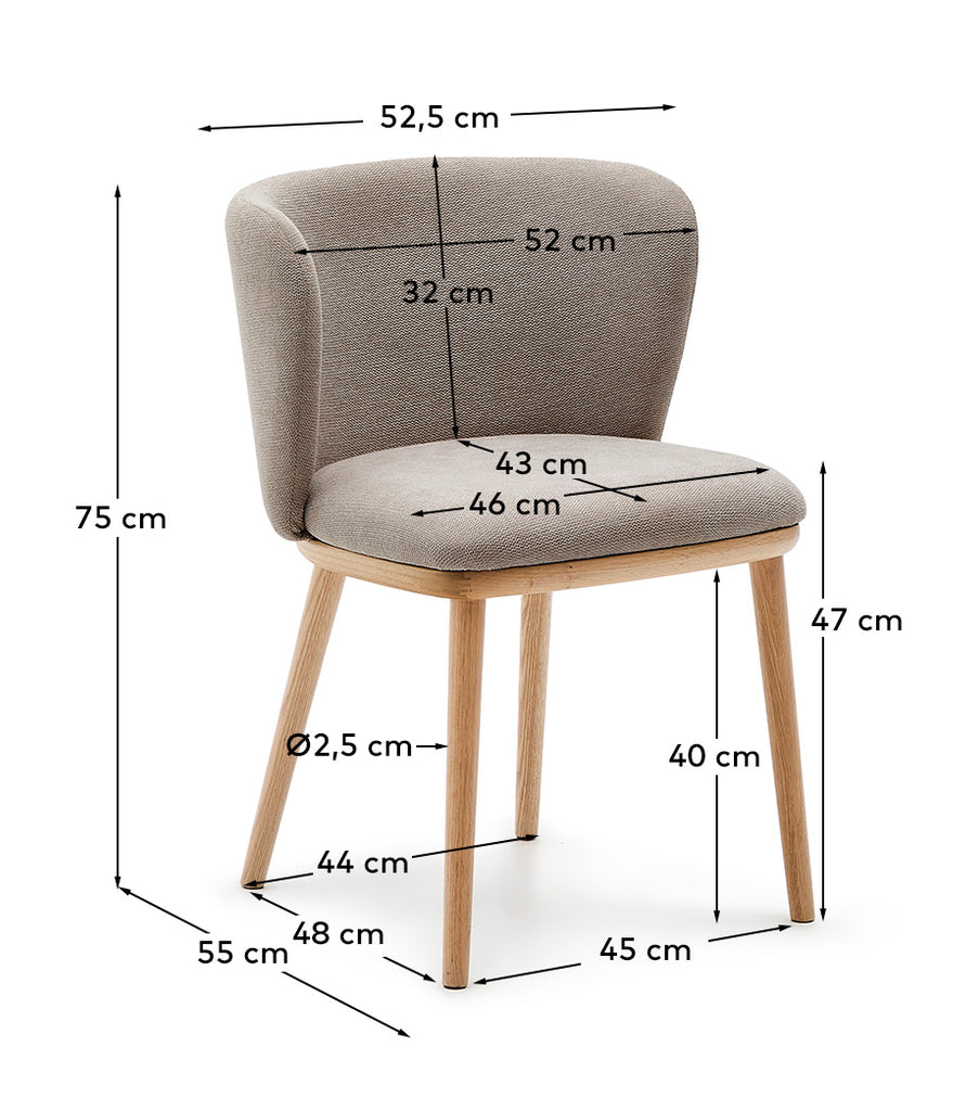 Ciselia stolica braon šenil i masivno drvo jasena u prirodnom tonu FSC Mik Credit