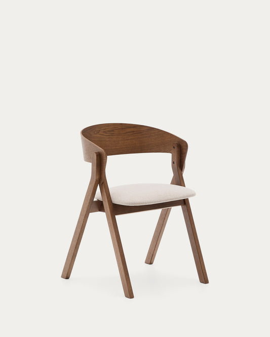 Godia stolica od jasenovog furnira i punog gumenog drveta sa venge završnom obradom i bež ženilom