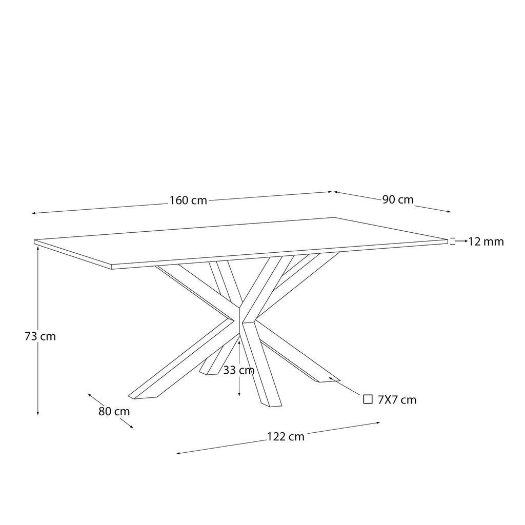 Argo porcelanski sto u beloj boji sa čeličnim drvenim efektnim nogama 160 cm